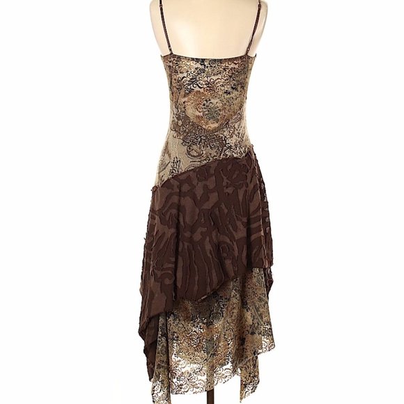 Casadei Vintage Pin Tucked Handkerchief Hem Dress - Picture 2 of 6